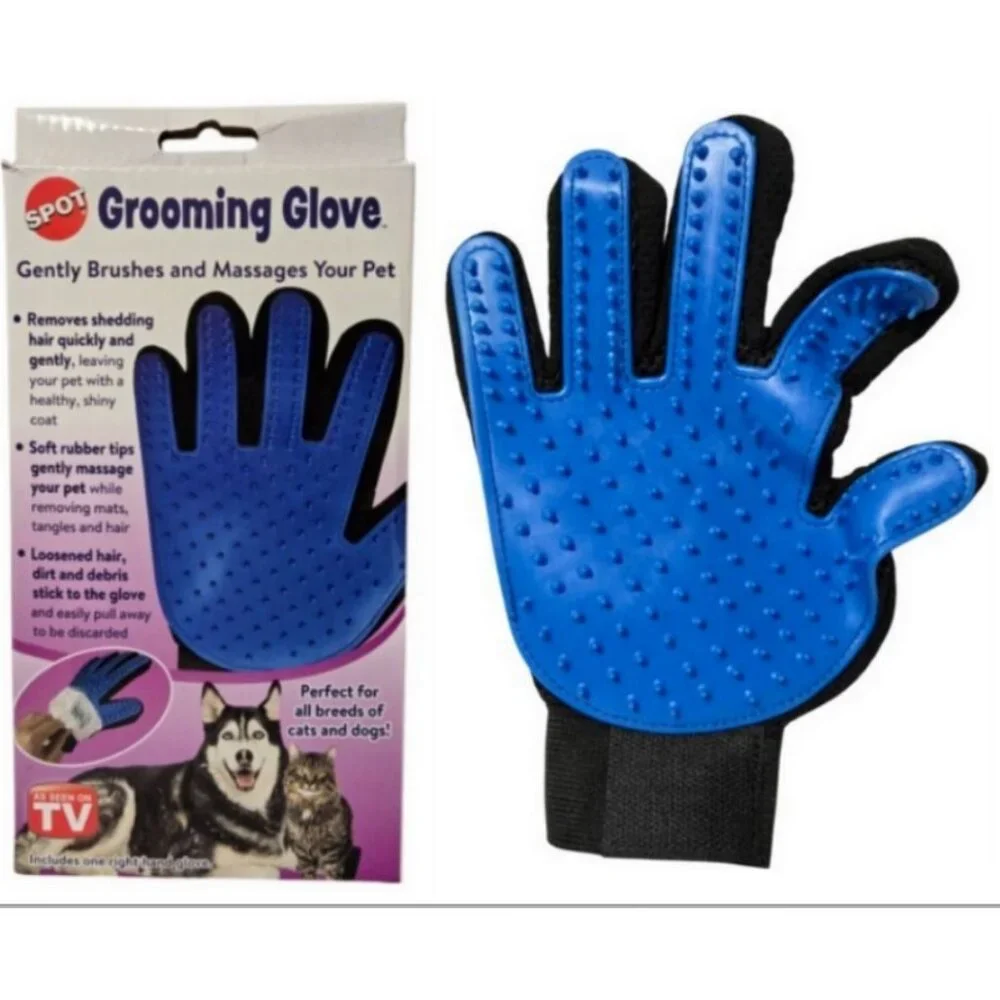 SPOT Pet Grooming Glove Dog Cat Hair Remover Deshedding Brush Massager NWT